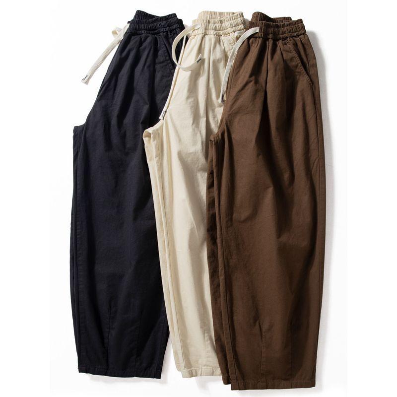 Pants Men's Spring & Fall Thin Pants Washed Pure Cotton Straight Casual Pants Retro Japanese Loose All-Match Wide Leg Pants Trendy