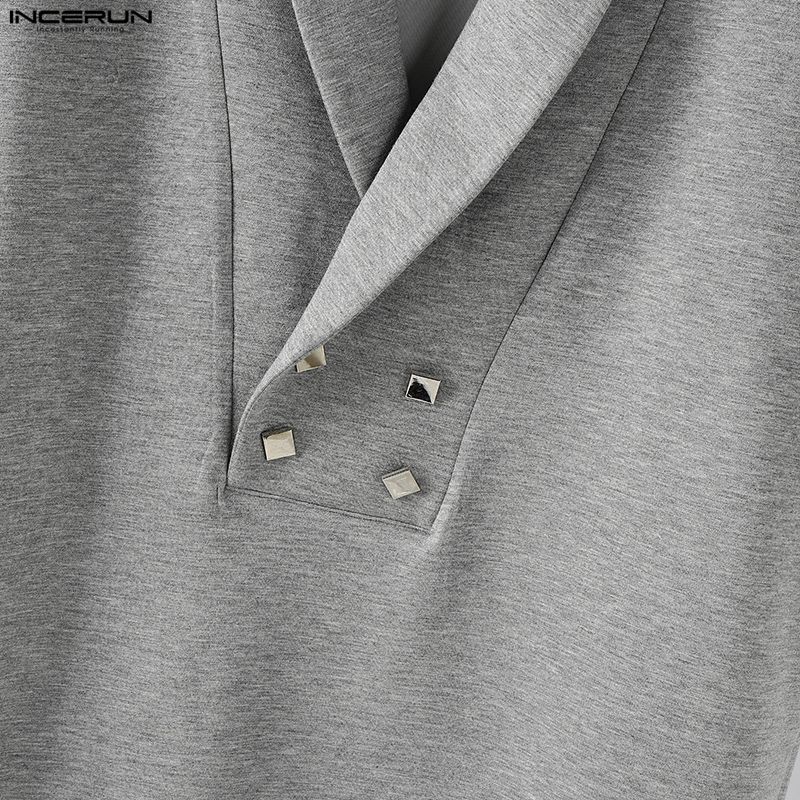 INCERUN Mens Lapel Neck Short Sleeve Casual Loose T-shirts Tops