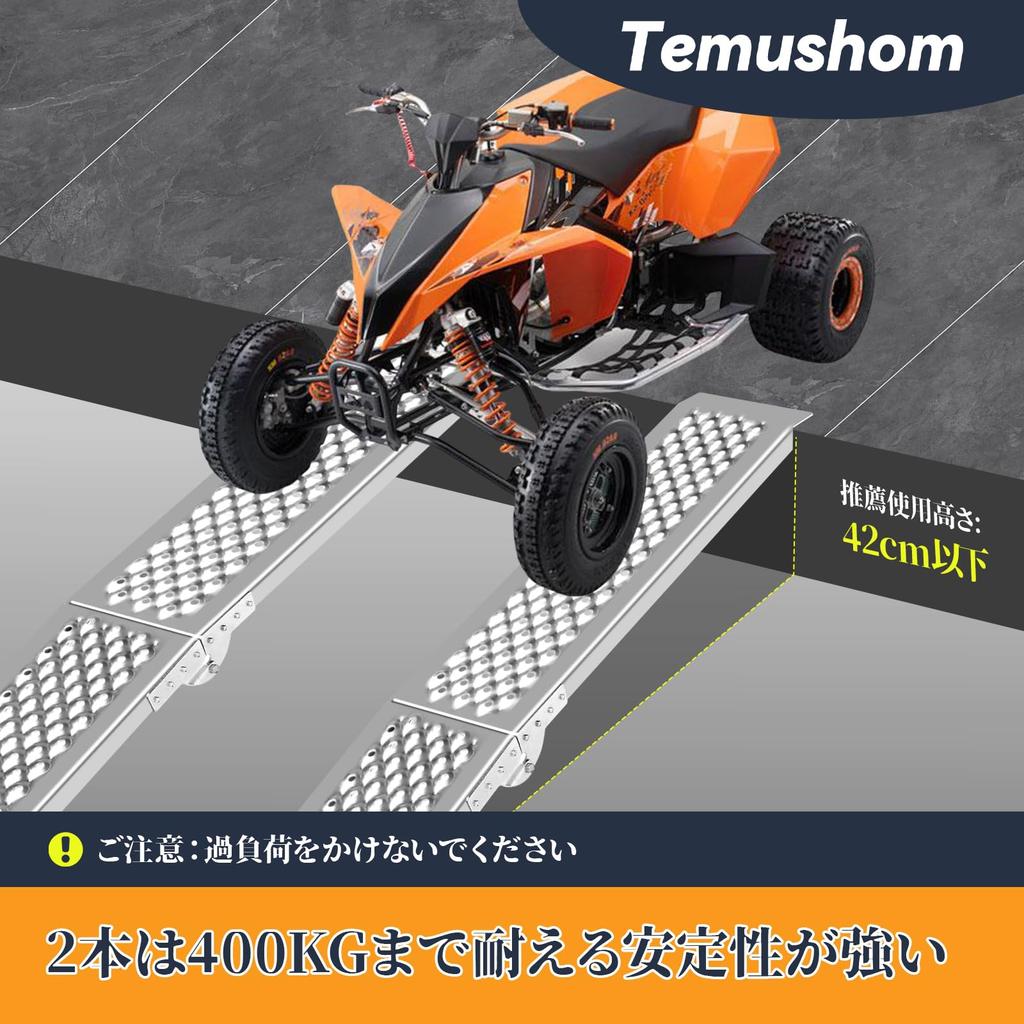 Temushom Foldable Aluminum Ladder 150cm 23cm 400kg Weight Lightweight Aluminum Ramp for Garden Lawn and for Cargo Transport of Rails, Long, Wide,