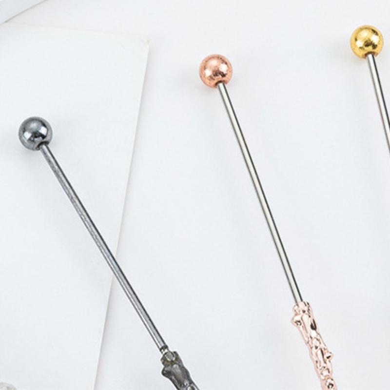 Creative DIY Coffee Stirring Spoons with Beaded Design Durable Alloy Construction Set of 6 Handmade Kitchen Tool