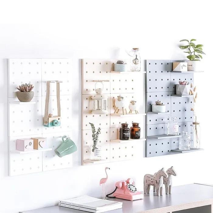 Household Plastic Orifice Storage Rack Living Room Kitchen Bedroom Partition Wall Wall Hanging Shelf