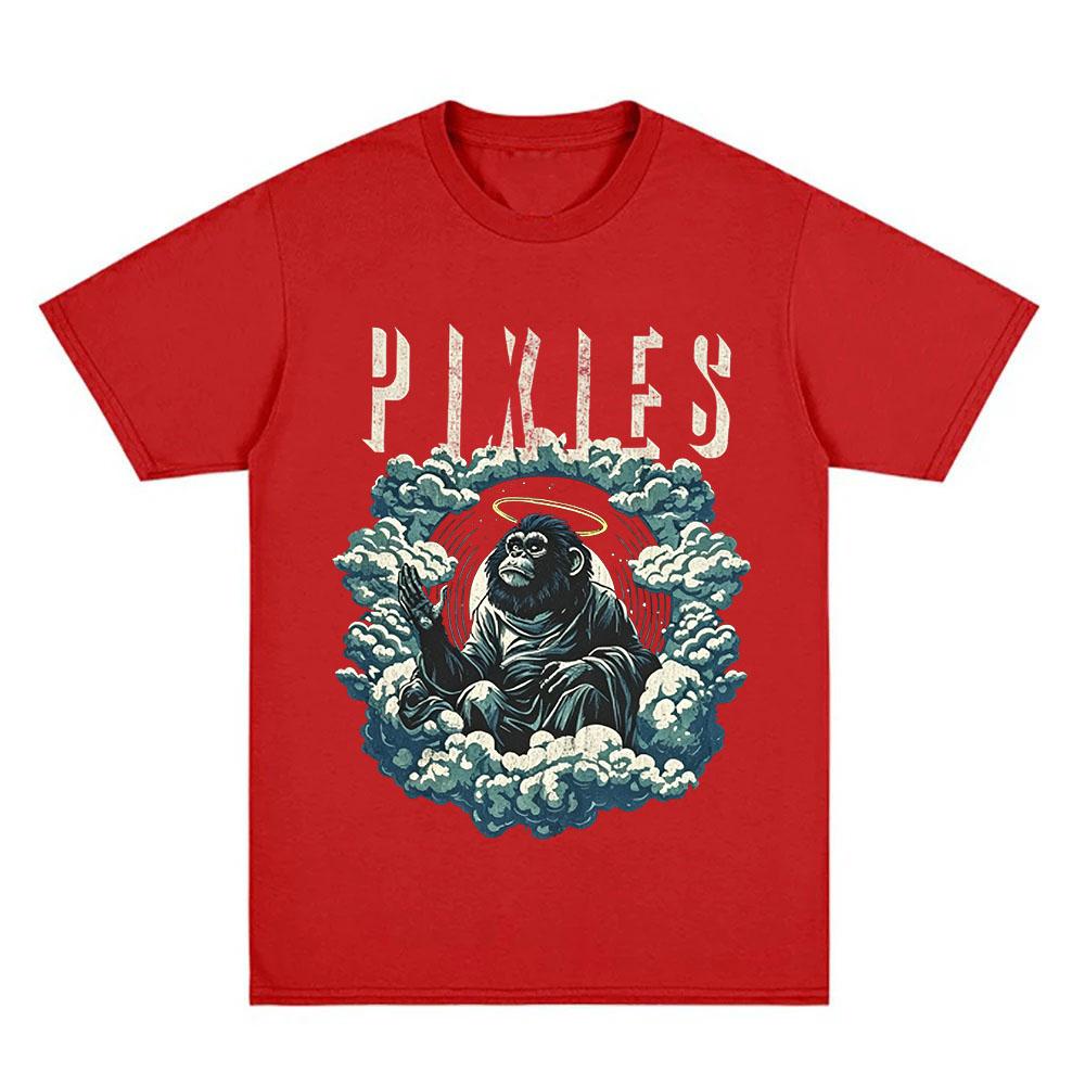 Pixies Cotton T-shirt Stardust Monkey Gone To Heaven Graphic Print Tee Streetwear Women Men Unisex Casual Tops Summer Daily Wear XS красный