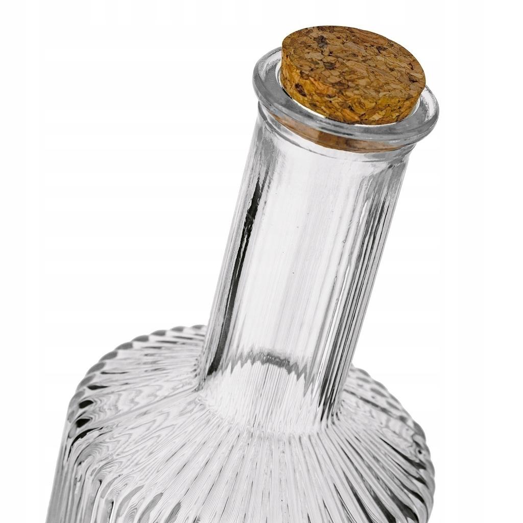 Karafka Szklana Z Korkiem 500 Ml Z Ozdobnym Tłoczeniem Do Nalewek 1 Szt.