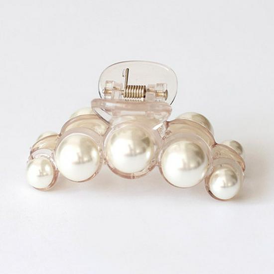 

Корейская заколка для волос с жемчугом - изысканный аксессуар для волос светло-коричневого