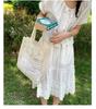 2026 Spring/Summer Lace Flower Mesh Tote: Women's Large-Capacity Artistic Beach Shoulder Bag