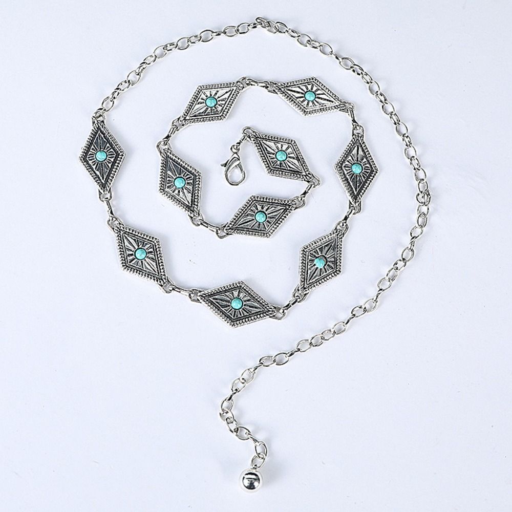 Minority Design Western Country Waist Chain Metal Women's Body Jewelry Turquoise Waist Chain  Girls