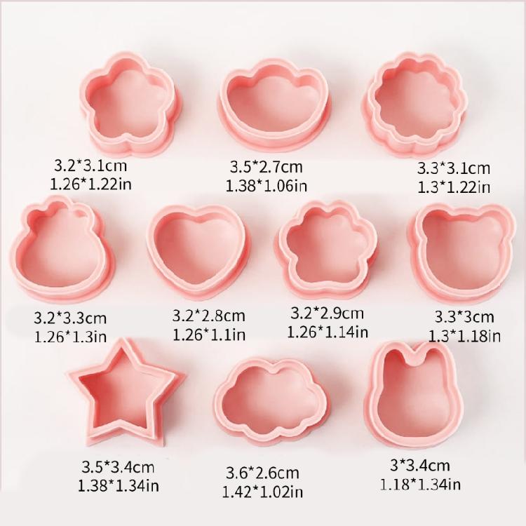10Pcs Plastic Cartoon Pattern Cookie Cutter Biscuit Molds Cookie Decorating Tool