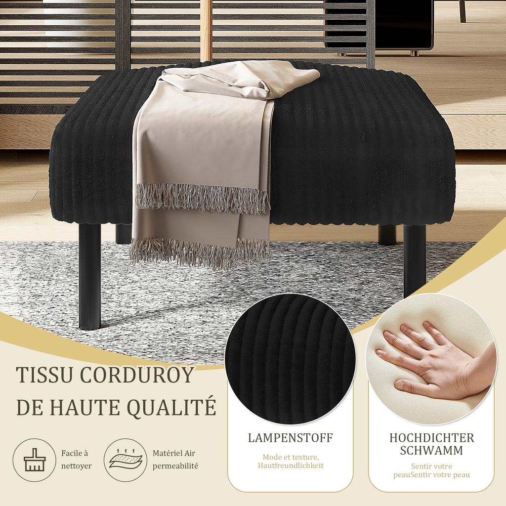 Zweisitzer aus Cord, Komfortpolsterung, Hohe Rückenlehne & Seitentaschen, Metallfüße, Einladende Weichheit, Optimaler Halt, Perfekt für Home-Office-Lounges