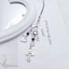 Beaded Wrist Strap Cross Pendant Keyring Hollow Heart Bead Wrist Strap Y2k
