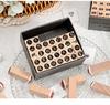 42-Piece Beech Wood Stamp Set: Numbers, Letters, Shapes & Emoticons.