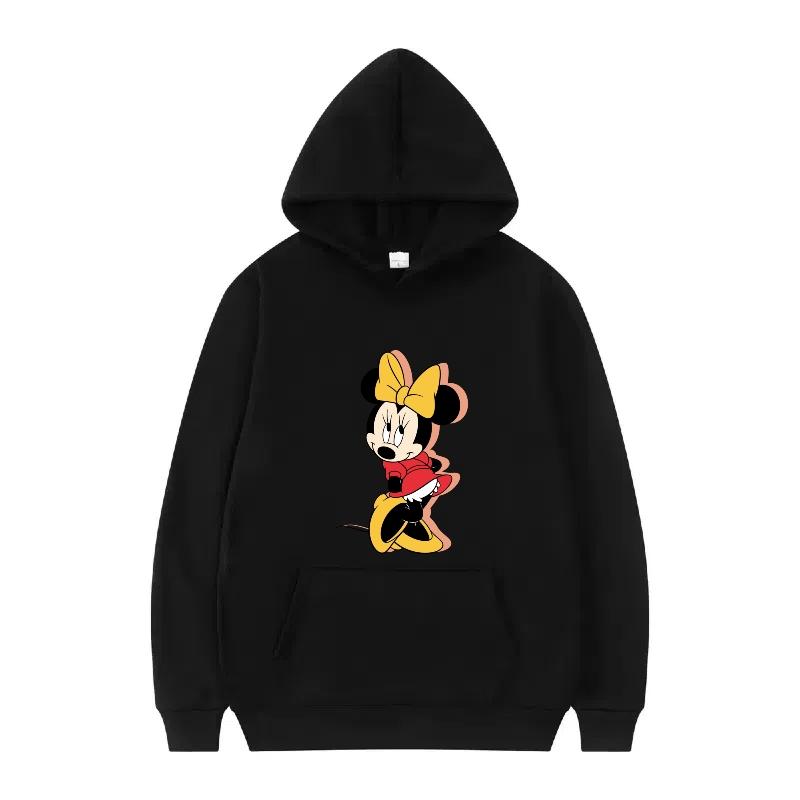 Disney Mickey Mouse Pattern Woman Streetwear Loose Black Winter Tops Clothes Pullovers Ladies Cheap Y2k Hoodies Men Sweatshirts