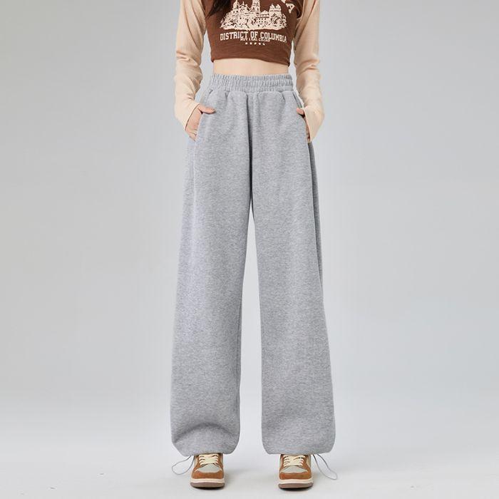 High-waisted Casual Sports Pants Spring and Autumnal New Style Girls' Sleeves Straight Narrow Version Floor Pants Small Design Trousers
