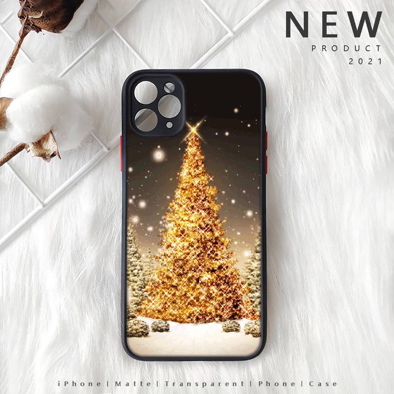 Merry Christmas New Year Tree Phone Case Matte Transparent  For Iphone 7 8 11 12 Plus Mini X Xs Xr Pro Max Cover
