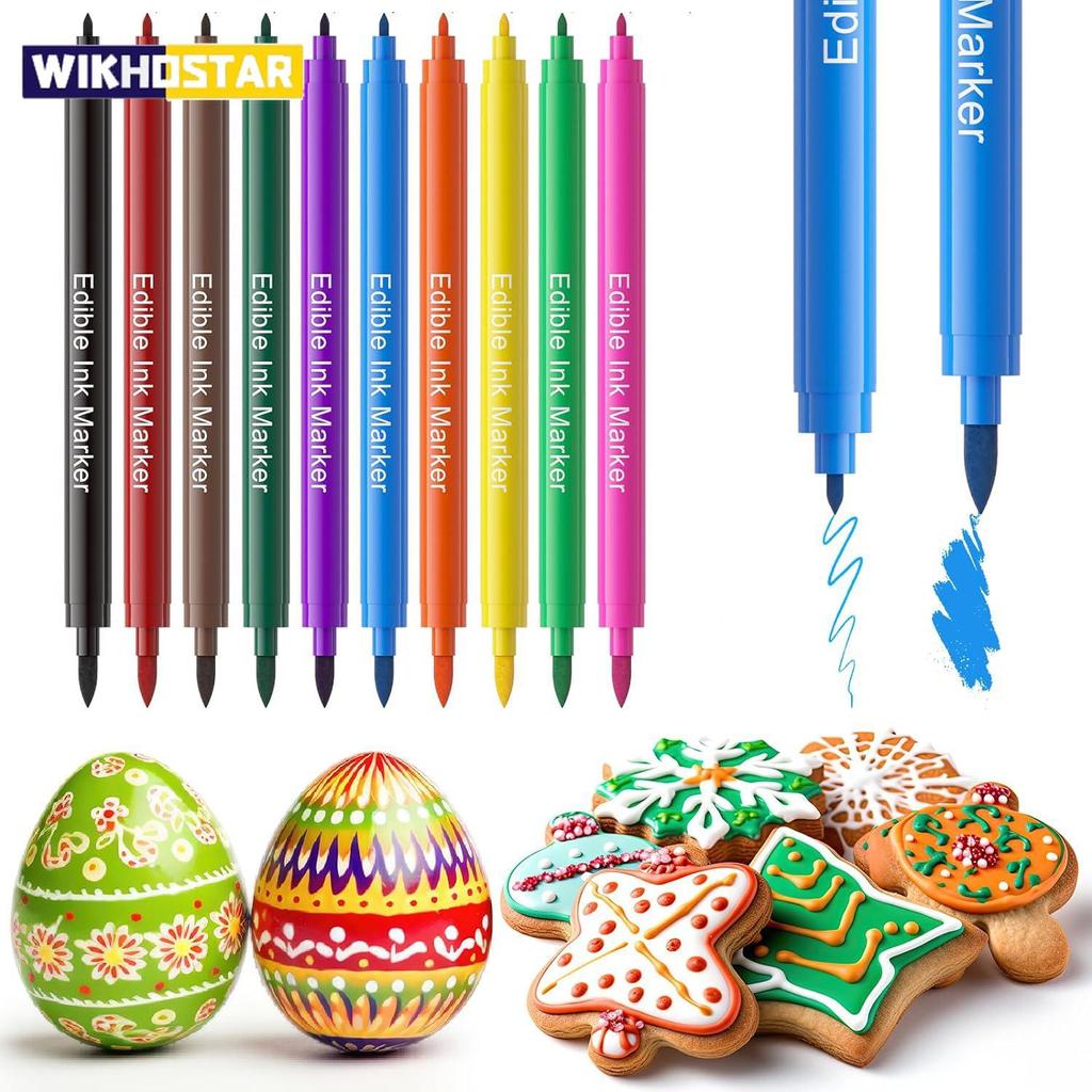 1/10Pcs Markers Pens for Cookie Coloring Pens Fine and Thick Tip Gourmet Writer for DIY Fondant Cakes Frosting