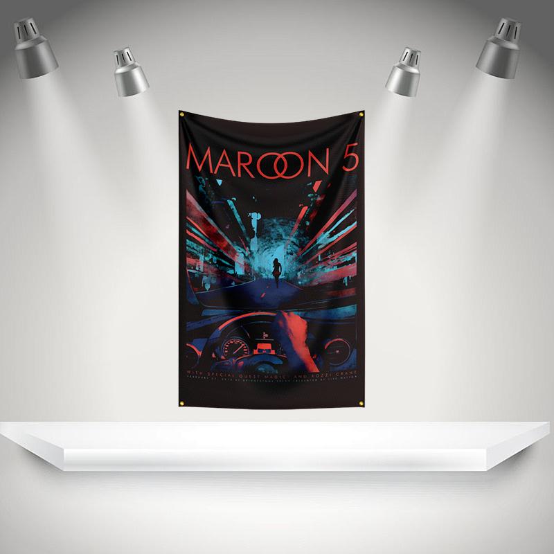 M-Maroons 5 Flag Rock Music Band Banner HD Printing Tapestry Exhibition, Music Band Fans, Garage Decor