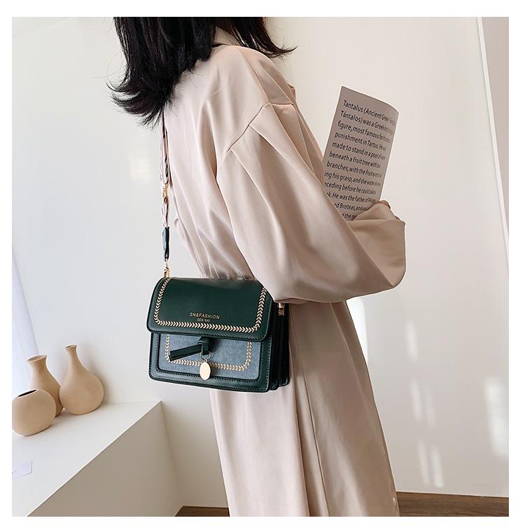 Fashion Embroidered Thread Contrast Small Square Bag 2025 New Large-capacity Shoulder Bag Versatile Simple Shoulder Strap Crossbody Bag