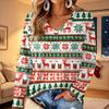 Women's V-Neck Long Sleeve Christmas Printed Lightweight Top for Spring and Summer