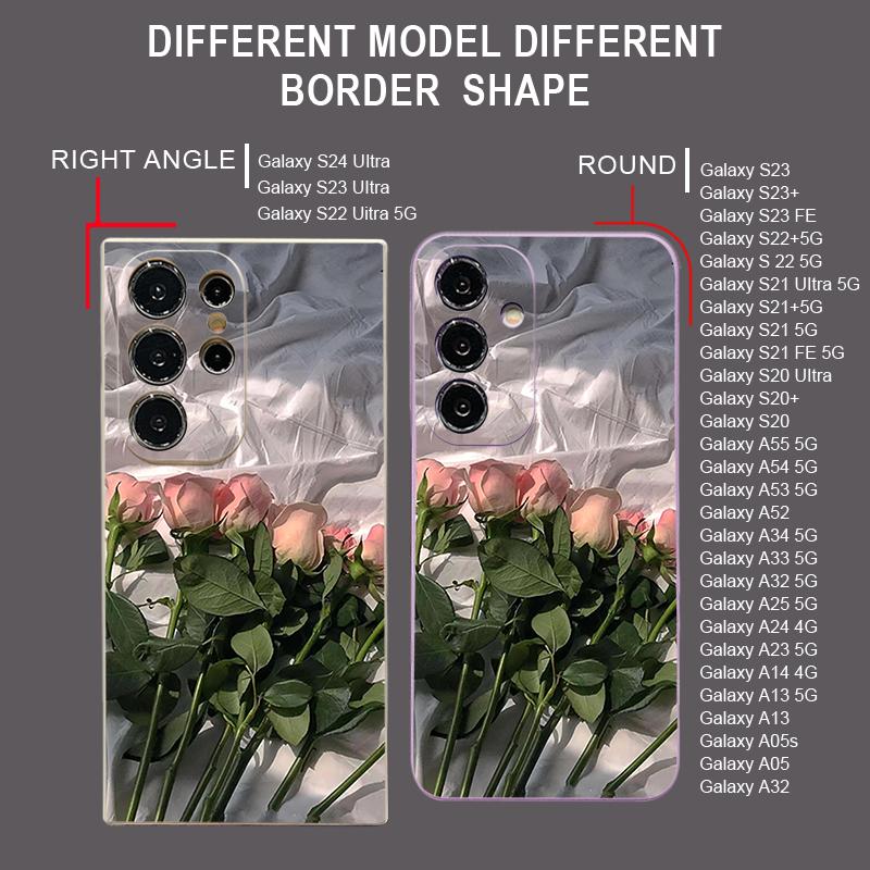 Housse Peinture à l'Huile Fleurs Roses Pour Samsung Galaxy S24 S25 FE S25 S23 S22 Ultra A17 A56 A16 A55 A25 A15 A36 A54 5G Cordon Housse Souple