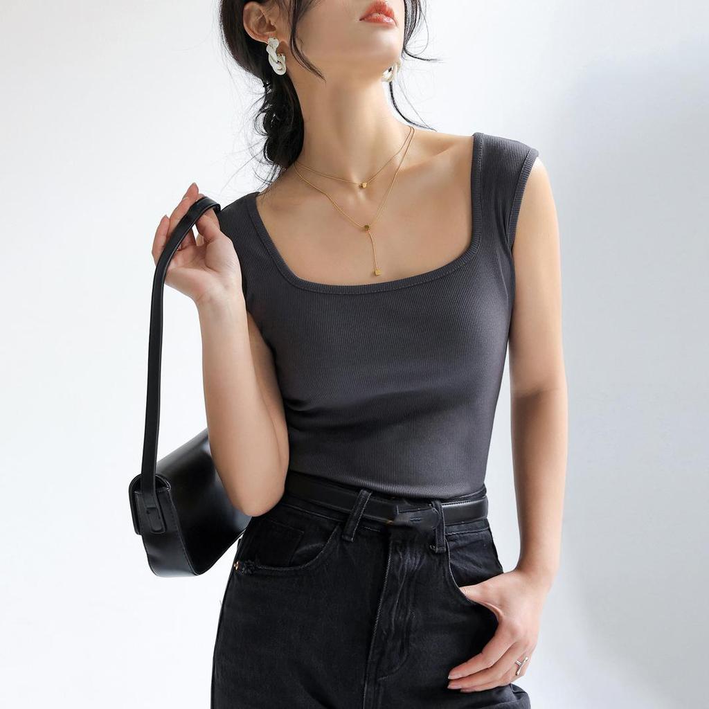Magliette da donna senza maniche con scollo a U T-shirt da donna Gilet da strada Top