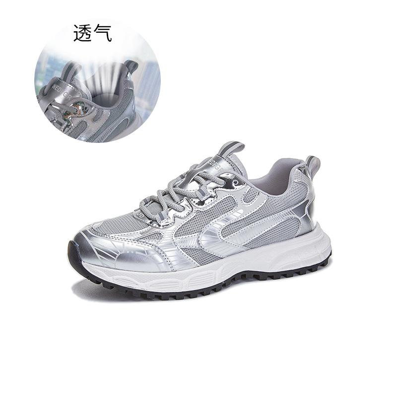

2025 summer new dad shoes women s casual sports shoes women s lightweight running shoes breathable high-end fashion women s shoes 40 серебряный