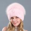 New Style Women Real Genuine Fox Fur Beanies Hat Girls Natural Real Rex Rabbit Fur Skullies Cap Knit Winter Real Fur Hats
