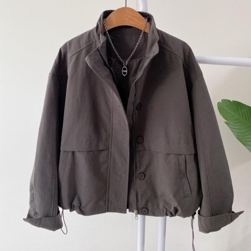 Honey J Women Nacht High Neck Button String Trench Jacket  4colors 