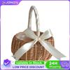 Wedding Flower Girl Baskets with Handle Wicker Rattan Flower Basket Candy Storage Basket Home Decoration