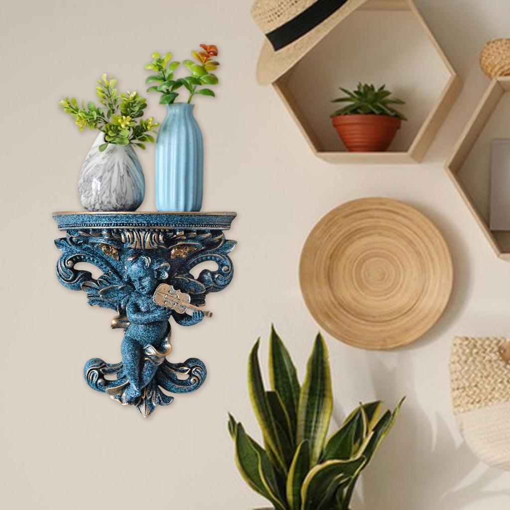 Decorative Floating Shelf Collectible Indoor Angel Wall Sculpture for Dining Room Living Room Books Flower Vase Candleholder