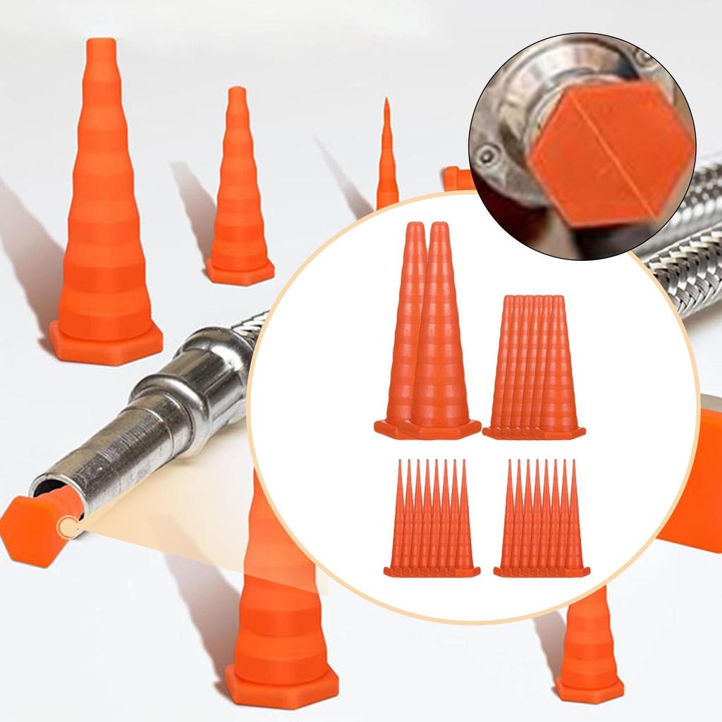 Versatile Rubber Hydraulic Oil Service Plugs Complete Set Orange Leak Proof Hose Plugs for Industrial Pipe Repair Use