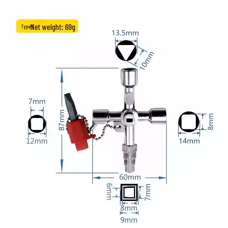 Multipurpose Triangle Wrench for Electrical Cabinets, Elevators, Cross Keys, and Water Meter Valves