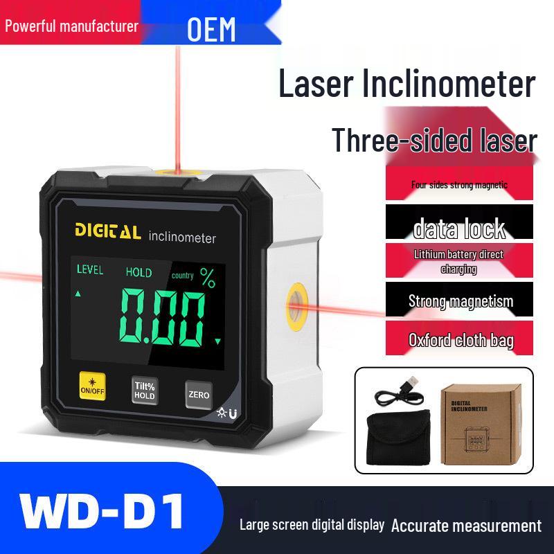 Digital Display Dual Laser Inclinometer with Four-Sided Magnet