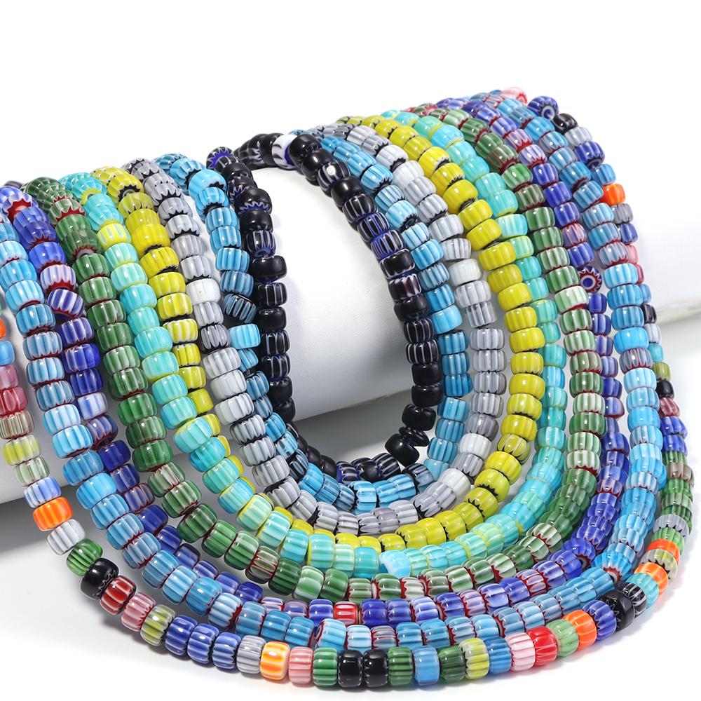 1 Strand 6x4mm Pumpkin Lampwork Beads Colorful Glazed Glass Loose Beads For Jewelry Making DIY Bracelets Necklace Accessories