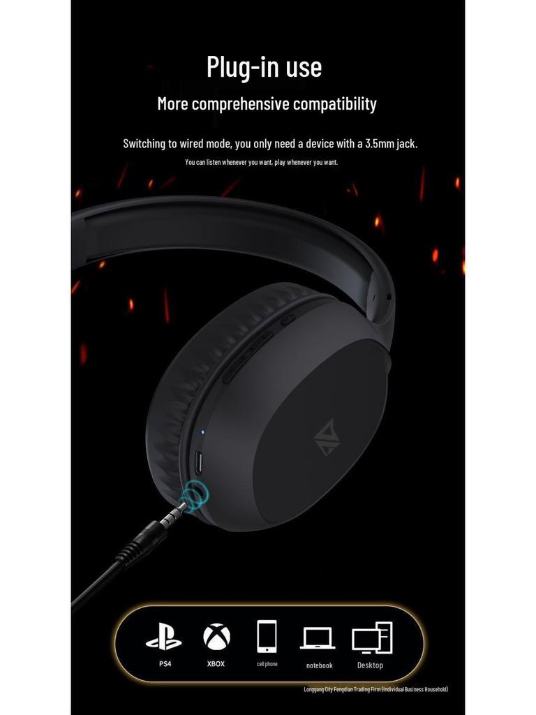 Universal Wireless Over-Ear Bluetooth Gaming Headset with High-Quality Sound and Positioning