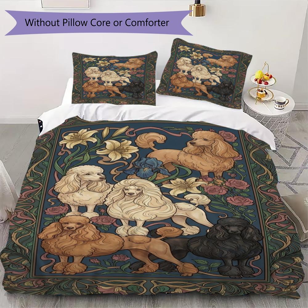 

Poodle Pattern Bedding uilt Set uilt Cover Pillowcase Home Decoration Birthday Gift (1 * duvet cover + 2 * pillowcase without core)100 135x200cm