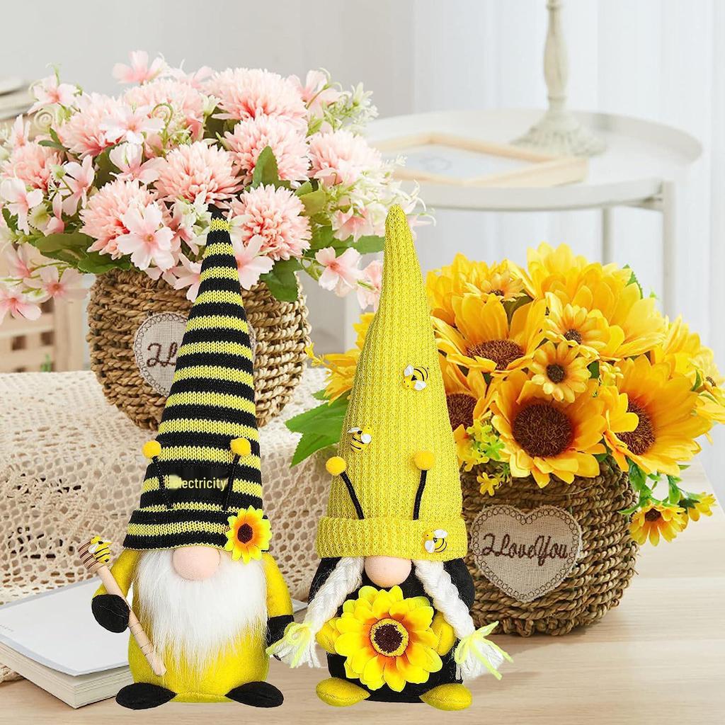 Bee Festival Sunflower Gnome Ornaments - Faceless Rudolph Doll Decor
