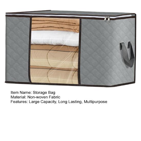 Clothes Storage Bag with Reinforced Handles Zipper Close Large Capacity Blanket Bed Sheets Organizer Foldable Storage Bin