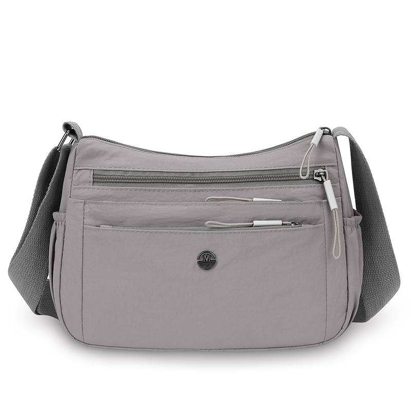 

Вместительная легкая сумка кроссбоди из ткани Оксфорд, повседневная женская сумка через плечо, многослойная сумка для мамы, водонепроницаемая серый