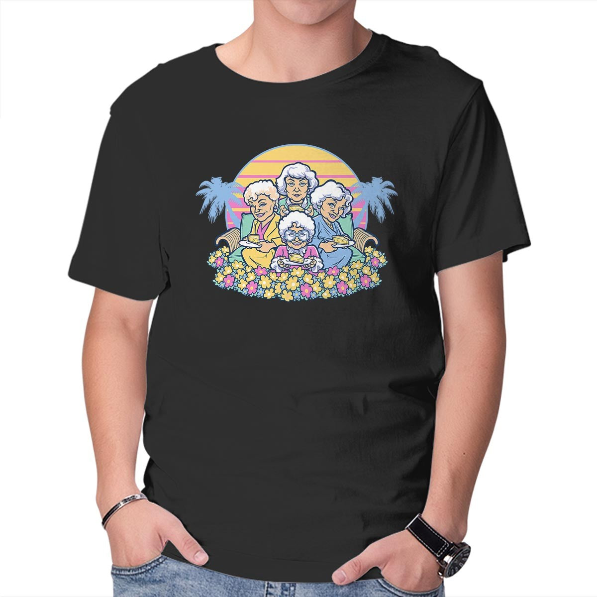 Unisex Crew Neck T-Shirt Golden Grannies Graphic Short Sleeve Casual Tee XL
