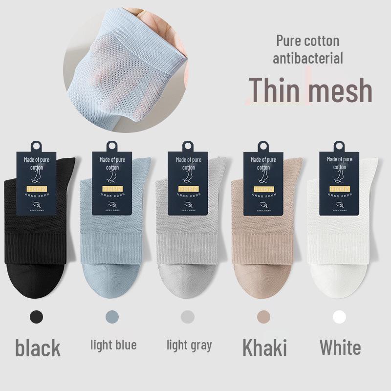 Andningsbara bomullsstrumpor för män, mellanhöga - Svarta (Vår/höst)