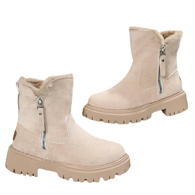 Women's Snow Boots Autumn and Winter European and American Cross-border New Large-size Velvet Thick-soled Thermal Cotton Shoes Martin Boots
