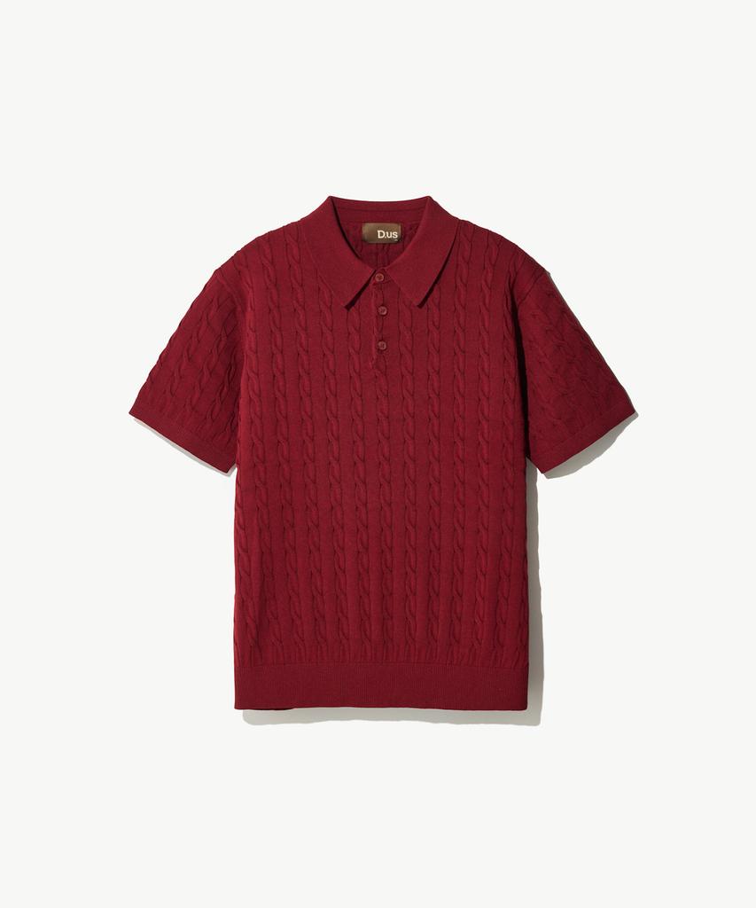 STCO Diems Ice Touch Cable Short Sleeve Knit_Red (Classic Fit)_Dktxb62Csr