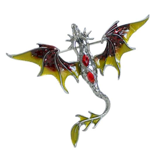 Brooch Pin Western Dragon Design Zinc Alloy Pin with Rhinestone Inlay Hand-Painted Enamel Glaze Suits Coats Sweaters Badge
