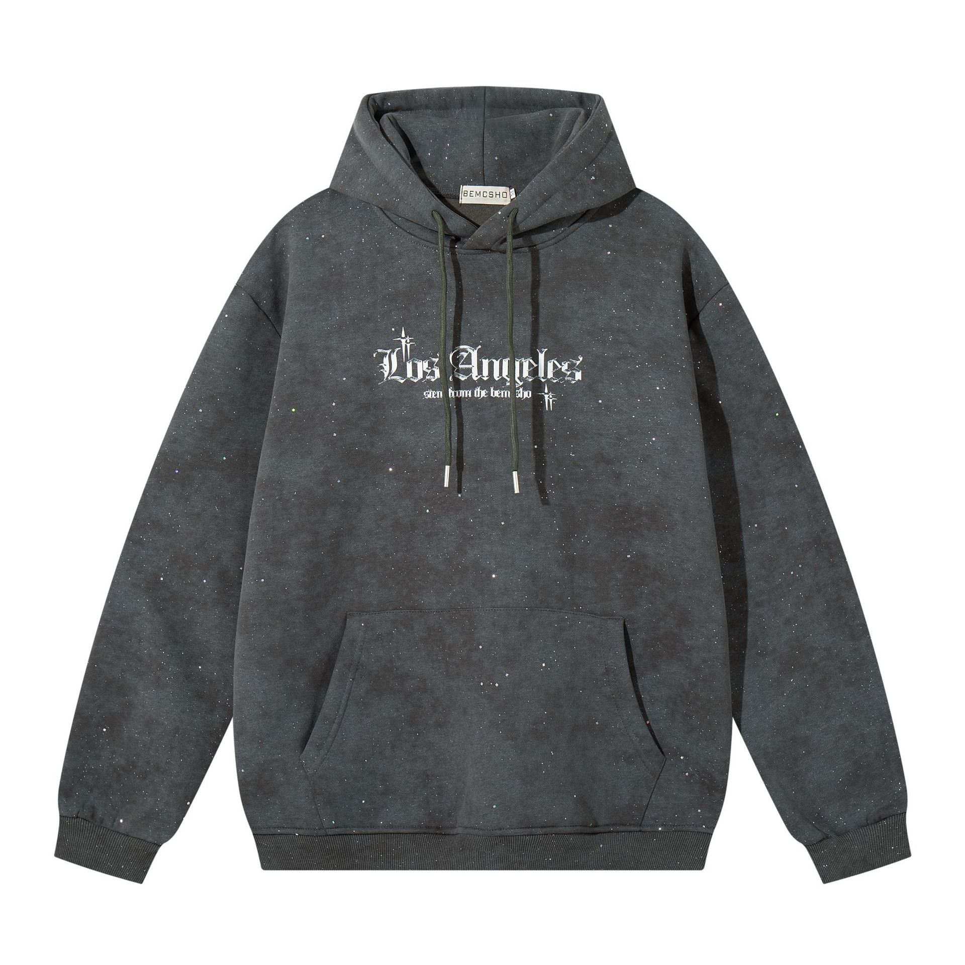 Men s Autumn American Street Trend Hoodie Washing Water Old Street Hooded Sweater Men S серый