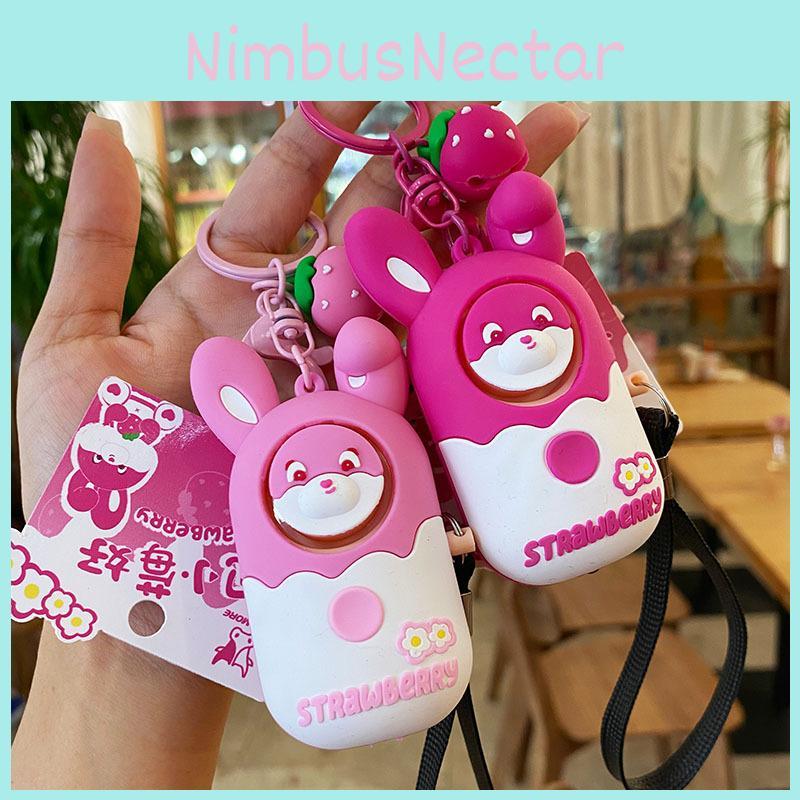 Adorable Strawberry Rabbit Night Light Alarm Keychain For Girls Unique Gift Accessory