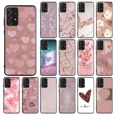 Husă de telefon Rose Gold Pink Heart Love fluture pentru Samsung Galaxy A13 A22 A12 A32 A71 A11 A21S A33 A52 A72 A51 A50 A70 A31 M31