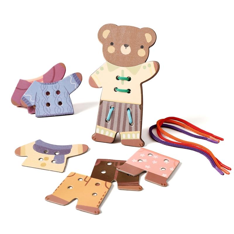 Montessori Boy And Girl Baby The Little Bear Threading Toy Is An Educational And Educational Toy With A Round Little Bear Imag