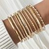 Hot-selling multi-layer line winding geometric opening bracelet set punk wave beaded bracelet