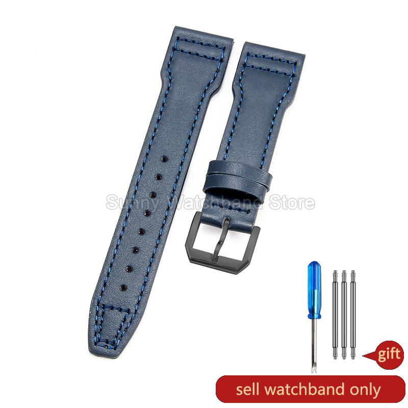 Coffee Black 20 21 22mm for IWC Portofino Le Petit Prince Portugieser Cowhide Watch Band Special Interface Needle Buckle Durable