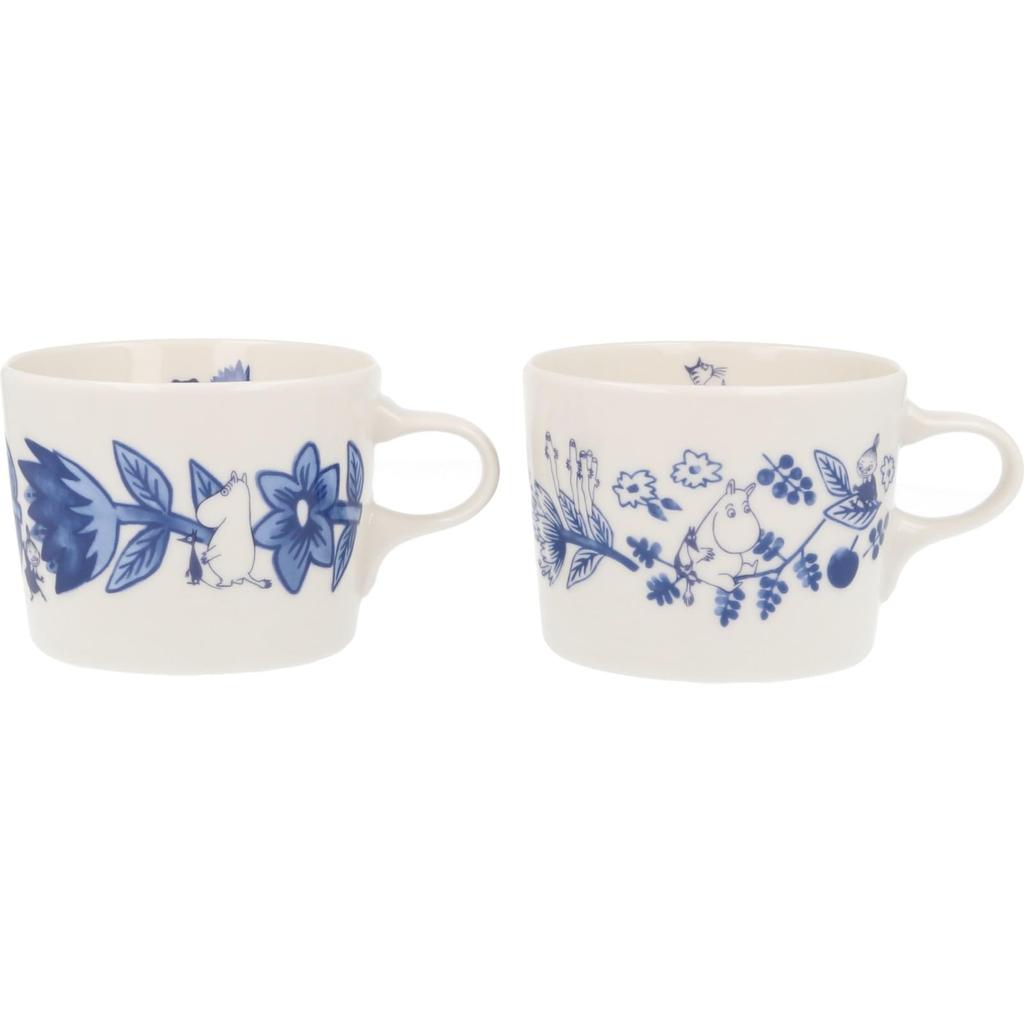 MOOMIN Pair of Pair of Tableware Nordic Moomin Day Made in "Blue Flora" Mugs, Approx. 260ml, Sets, Style, Merchandise, Mother's Gift, Japan,