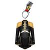 Girls Circus Drummer Costume Long Sleeve Sequined Bodysuit Fringe Epaulet Shoulder Mini Top Hat Accessory